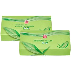 Fine Life Cosmeticatissues 3-laags - Set van 2 | 2x 90 stuks - Geparfumeerd - Groene Thee | Tissues in Doos
