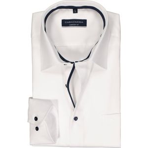 CASA MODA comfort fit overhemd - structuur - wit - Strijkvriendelijk - Boordmaat: 49