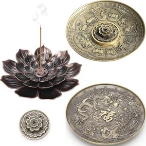 Koperen wierookhouder, Koperen asvanger wierookhouder, Wierookbranderplaat, Lotus metalen wierookbrander, Lotus wierookvat, Draak Feniks (3 stuks)