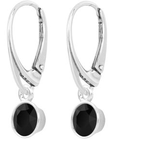 ARLIZI 1637 Oorbellen Swarovski Kristal Hanger Zwart - Sterling Zilver - 2,5 cm