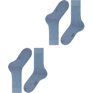 FALKE Happy Double Pack M So Cotton Plain Men's Socks (2-Pack), Blue Light Denim 6660, 47-50