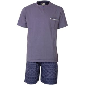 MEQ Heren Shortama - Pyjama Set - Borstzakje - Blauw - Maat XXL