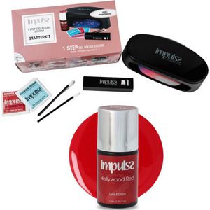 Impulss 1Step Gellak Starterspakket | UV-lamp | remover | Vijl | Powerbank | gellak rood