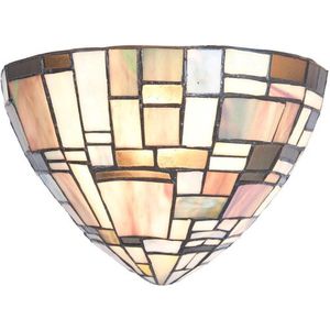 LumiLamp Wandlamp Tiffany  30*16*18 cm E14/max 1*40W - Bruin Beige Glas