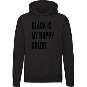 Black is my happy color Hoodie - rock and roll - rock - dark - emo - zomer - zwart - unisex - trui - sweater - capuchon