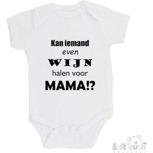 100% katoenen Romper ""Kan iemand even wijn halen voor mama!?"" moeder moederdag mama Unisex Katoen Wit/zwart 68/74