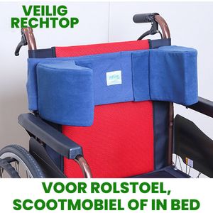 Rolstoel Zijsteunen Tegen Omvallen - Blauw Fleece - Lateraal Steunkussen - Traploos Aan Te Passen Steun