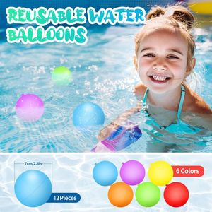 Herbruikbare waterballonnen 12 stuks - Snel vullen en latexvrije zachte afdichtende waterballen voor kinderen en volwassenen - Zomer buiten waterspeelgoed voor in de tuin
