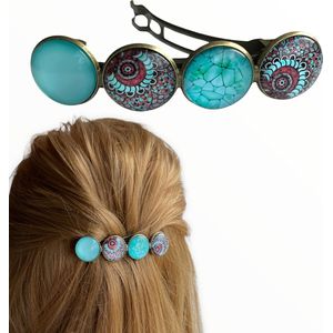 Hairpin-haarspeld-Color Hairclip-XL-glas cabochon-Ibiza-turquoise