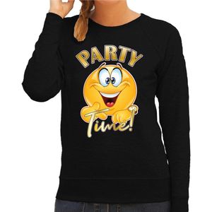 Bellatio Decorations Verkleed sweater dames - party time emoji - zwart - themafeesten/carnaval S