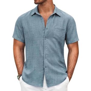 Heren Overhemd Korte Mouw Casual Linnen Zomer