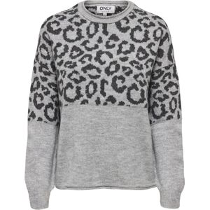 Only - ONLJADE ANIMAL LS O-NECK NOOS KNT - Gebreide Trui - Light Grey Melange