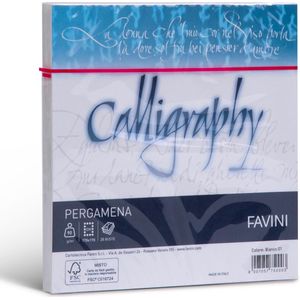 Perkament 25 enveloppen 170 x 170 CH 90 g/m2 inkjet kleur Wit PERGAMENA Calligraphy Bianco 01 FAVINI wenskaarten