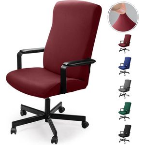 Bureaustoelhoes, bureaustoelhoes, stoelhoezen, draaistoel, overtrek, moderne stoelhoes, fauteuilhoes, elastisch, wasbaar, set voor bureaustoel, computer, bureaustoel (geen stoel) (wijnrood, M)