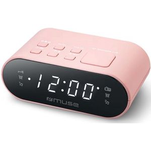 FM Radiowekker met Dubbel Alarm en LED-Display in Roze