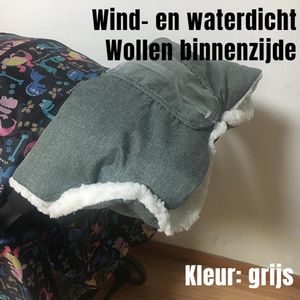 Allernieuwste.nl® Kinderwagen Handschoenen Handwarmer Buggy - Wollen Binnenzijde - Winddicht - Waterdicht - Gants de Poussette - Warme Handen Wanten - 2-in-1 - kleur Grijs