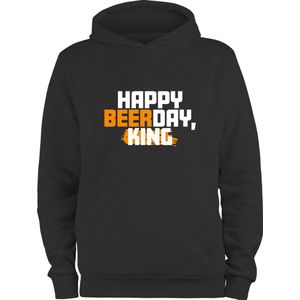 Koningsdag Kleding | Fotofabriek Koningsdag hoodie heren | Oranje hoodie | Maat M | Happy Beerday