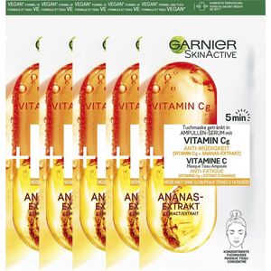Garnier SkinActive Ampul Sheet Mask Met Ananas & Vitamine C Serum - 5 Stuks