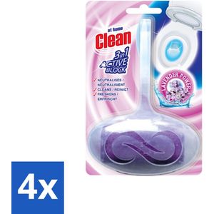 4 x At Home - Clean - Toiletblok - 3in1 Active - Lavender Power - Neutraliseert & Reinigt - 1 Blok - Toiletblok - Toiletreiniger - Lavendelgeur - Toiletfris - Hygiëne