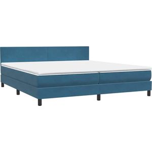 vidaXL - Boxspring - met - matras - fluweel - donkerblauw - 180x210 - cm