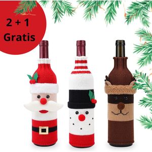 Giftpoint Wijnzakken Set - 3 Stuks - Wijntas - Kerstcadeau - Kerstversiering - Kerst - Kersttrui - Cadeau voor Vrouw - Cadeau voor Man - Wijn - Sinterklaas Cadeau - Christmas Gift - Cadeautje - Grappige Cadeautje - Wijnaccessoires - Geschenkzak