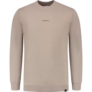 Purewhite - Heren Slim fit Sweaters Crewneck LS - Taupe - Maat XL