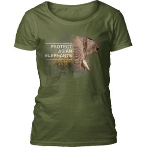 Ladies T-shirt Protect Asian Elephant Green XL