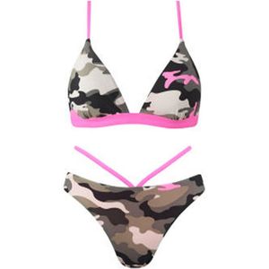2-delig Dames Sexy Camouflage Bikini set-high waist-hoge taille bandjes-Verstelbare-sexy feel comfortabele-valentijn cadeautje voor haar-valentijnsdag cadeau- roze, S-valt klein!