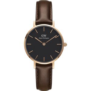 Daniel Wellington Petite Bristol DW00100221 - Horloge - Leer - Bruin - 28mm