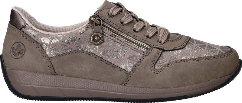 Rieker - Dames Sneakers - Taupe - Kunstleer - Ritssluiting