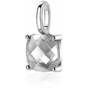 Zinzi zilveren hanger vierkant wit ZIH2073