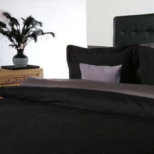 Refined Basic Twill hoeslaken - Zwart - Lits-jumeaux (160x200 cm)