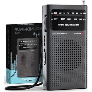 Transistor Radio Op Batterijen - Transister FM AM- Draagbare Mini Noodradio - Radio Voor Rampen - Pocket Radio Speler - Zwart