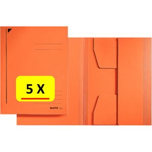 5 x Dossiermap - A4 - Leitz - Manilla karton - oranje