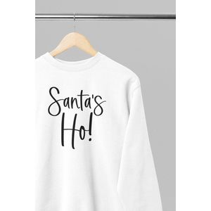 Foute kersttrui - Santa's ho - Wurban Wear | 18+ | Grappige sweater | Leuk cadeau | Unisex sweater | Oversized sweater | Kersttrui heren | Foute kerstkleding | Kerst sweater | Kerst diner | Kersttrui dames | Foute kersttruiendag 2025 | Wit