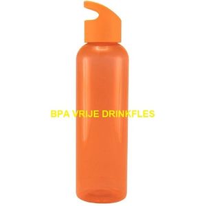 Tritan drinkfles 650 ML - Transparant Oranje - Sportfles  - 80 stuks