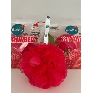 Balmy badspons strawberry met zeep