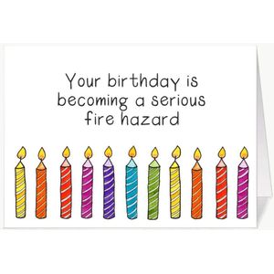 Fire hazard - Verjaardagskaart met envelop - Verjaardag - Birthday - kaarsjes - Grappig - Engels - Humor