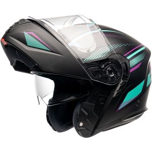 Motor Modulaire Modulaire helm ATLAS HORIZON Zwart/Turquoise/Roze Mat XL van MOTOBLOUZ