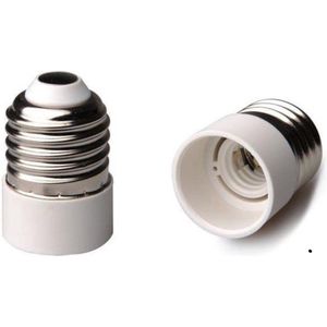 Verloopfitting - Van E27 naar E14 - Adapter - Grote fitting naar Kleine fitting - Aluminium - Wit - Gloeilampen - Led Lampen - Spaarlampen - Halogeenlampen - Hue - (2 STUKS)