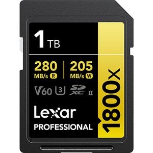 Lexar - SD Pro Gold Series - Geheugenkaart - 1TB - Lezen 270MB/s, Schrijven 180MB/s, V60