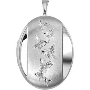 Lucardi Dames Zilveren hanger medaillon ovaal - Hanger - 925 Zilver - Zilverkleurig