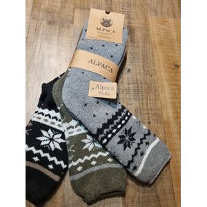 Alpaca Wollen Sokken - Antraciet/Zwart - 6 Paar - Wintersokken - Huissokken - Wandelsokken - Vrijetijdsokken