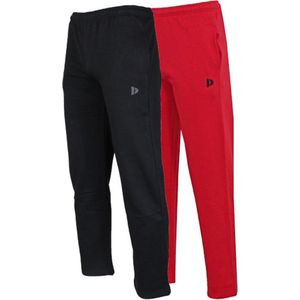 2-Pack Donnay Joggingbroek met rechte pijp - Sportbroek - Heren - Black/Berry Red - maat XL