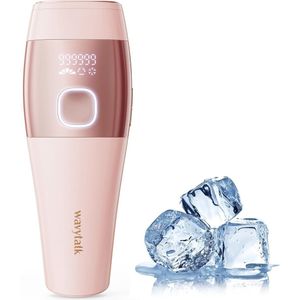 Laser Ontharing met IJskoelsysteem Hoog Energie 9 Energieniveaus IPL-apparaten Ontharing voor Vrouwen en Mannen, Lichaam, Gezicht, Oksels, Benen (Roze)