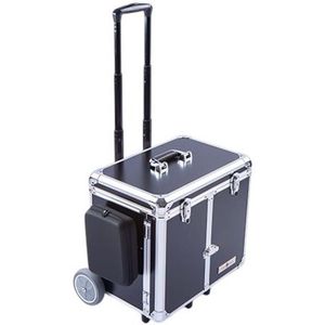 Pedicure koffer - Pedicure trolley - Deluxe - Medium Zwart - Met stopcontact - Grote wielen - 2 Instrumenten cases