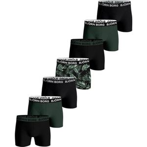 Björn Borg Cotton Stretch Boxershort Heren - Groen/Zwart- 7 stuks - Heren onderbroeken - Katoenen Boxer - Maat L