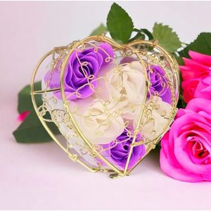AliRose - Zeep Roosjes - Paars / Wit - Elegant Cadeau - Valentijn - Liefde - Amor - Licht Geparfumeerd - Roosjes Geur