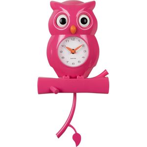 Karlsson Wandklok Owl Pendulum - Roze - 20x8.5x37.5cm - Wandklok Scandinavisch