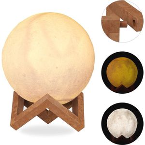 Dimbare 3D Maanlamp - Touch Sensor, Draadloos, Voor Kinderen - 15cm